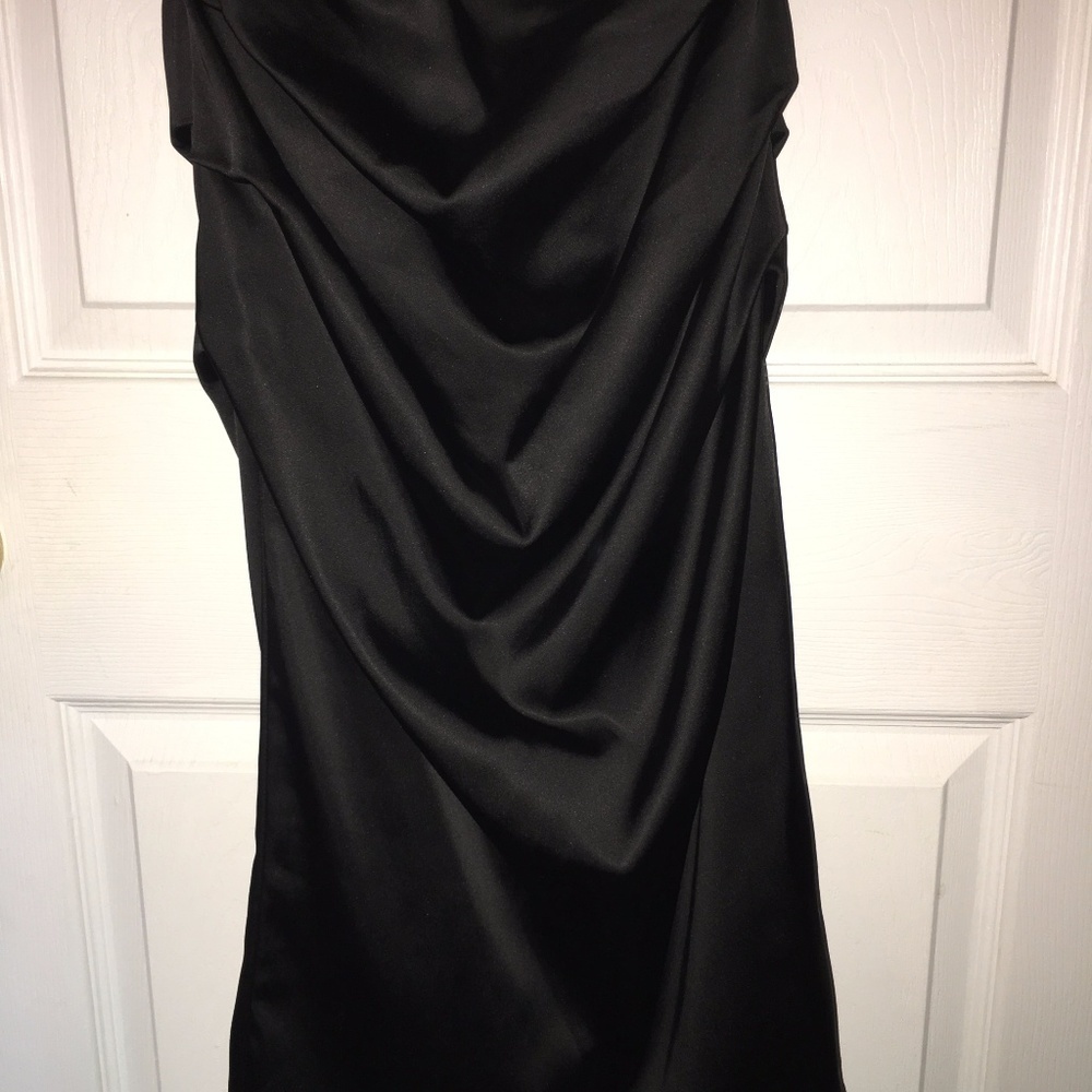 SUZI CHIN Maggy Boutique Black One Shoulder Cocktail Dress Sz 2 - Picture 6 of 11